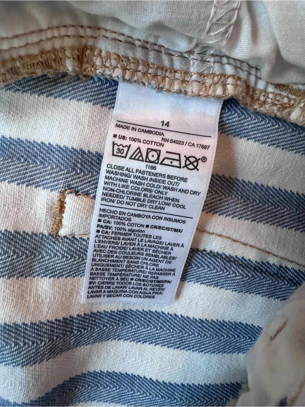 Old Navy Girl’s lStriped Blue and White Jeans High-Rise Baggy Wide Leg - 14